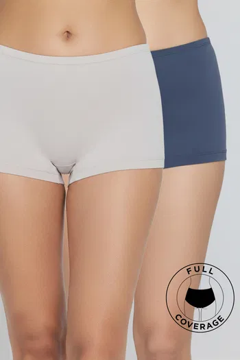 Buy Zivame Medium Rise Full Coverage Boyshort (Pack of 2) - Multicolor